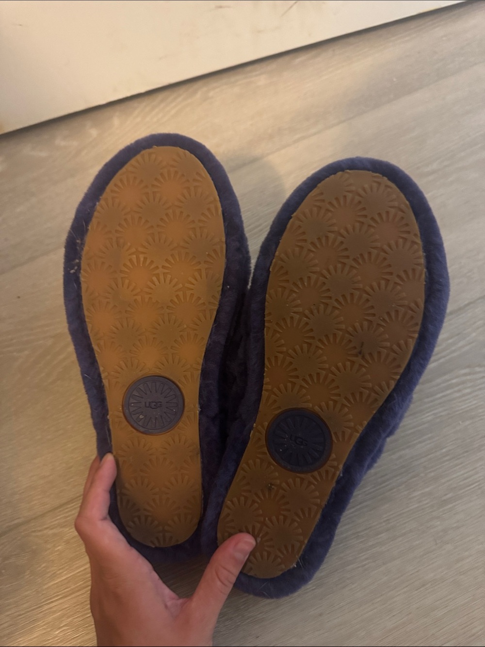 UGG Plush Slide Slippers - Dark Purple Fuzzy Slides - Picture 3 of 3
